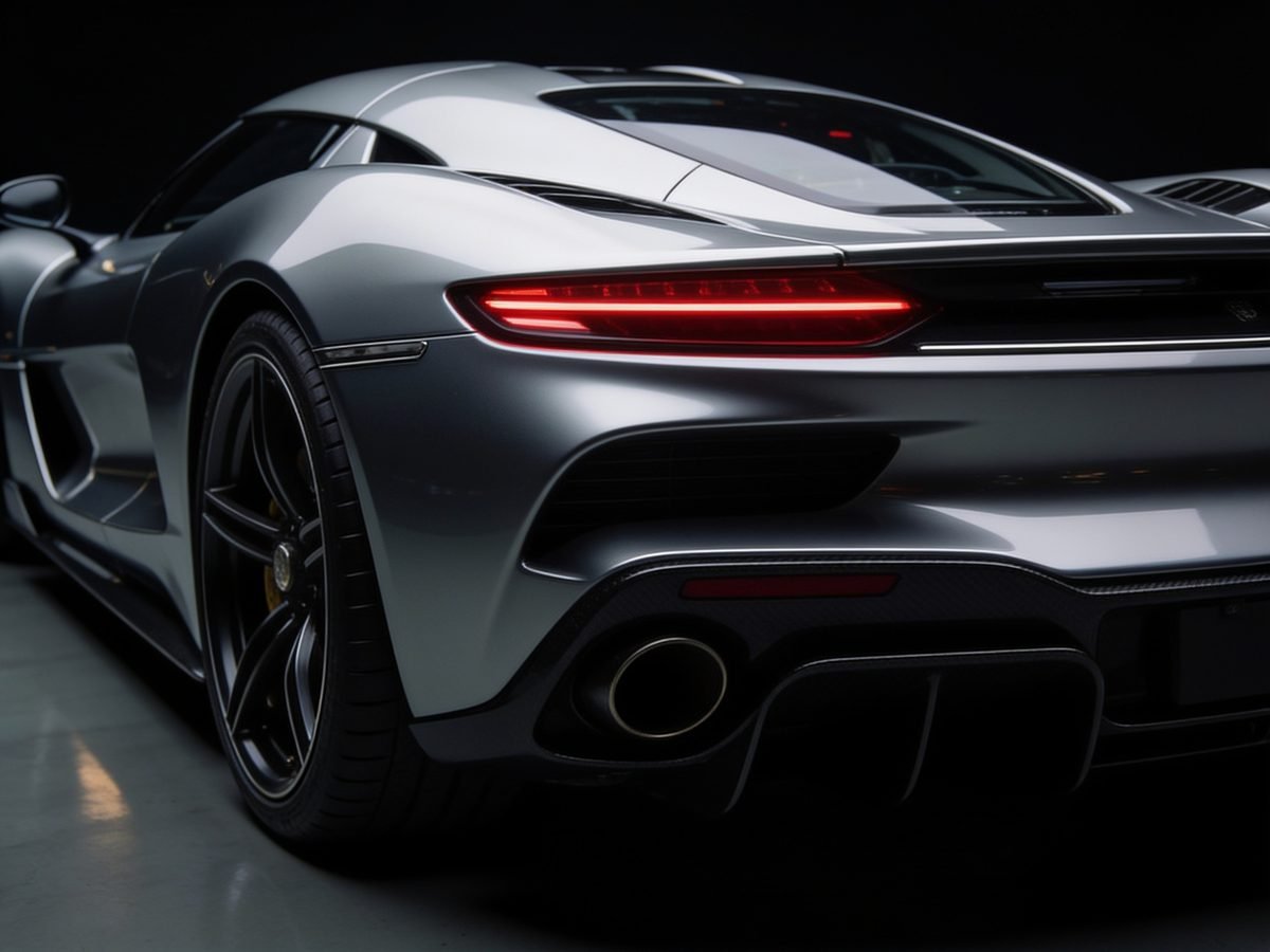 Premium car rear detail with studio reflection